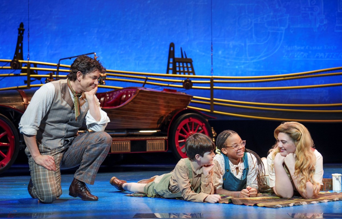 Adam Garcia, Ayrton English, Jasmine Nyenya, Ellie Nunn in Chitty Chitty Bang Bang, Photo by Paul Coltas